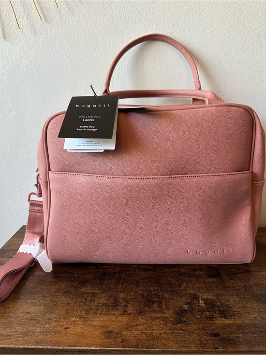 Bugatti Handbags - Bugatti Lagos Pink Duffle Bag Weekender with Crossbody Strap Faux Leather NWT